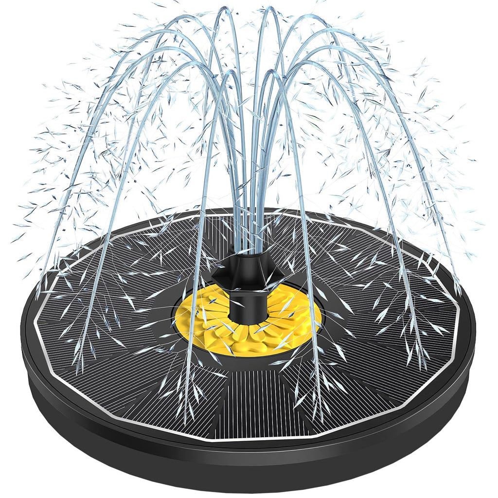 Yzert Solar Bird Bath Fountains, Upgraded Glass Panel Solar Fountain Pump for Bird Bath Small Ponds Pool Outdoor, 3.5W Solar Water Fountain with 4 Fixed Pipes 7 Nozzles(Black)