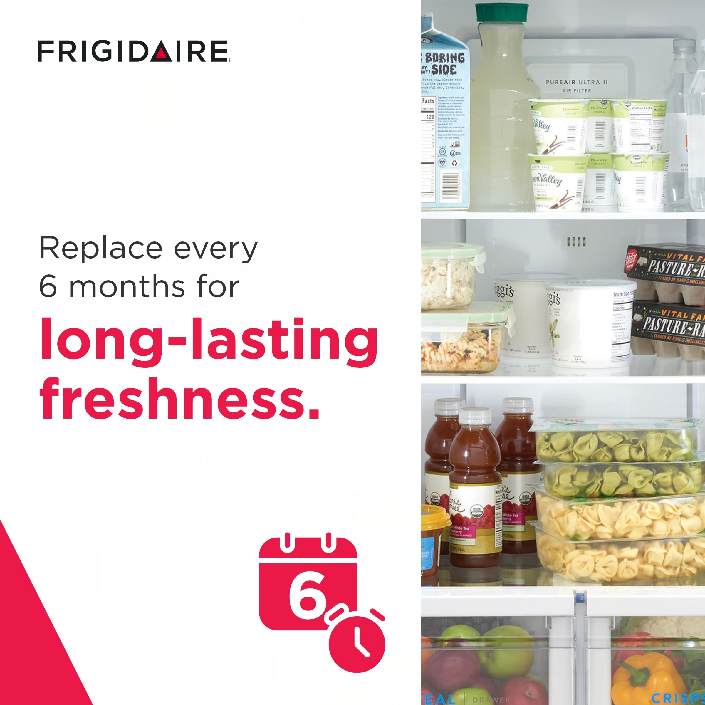 Frigidaire PAULTRA2 Pure Air Ultra II Refrigerator Air Filter with Carbon Technology to Absorb Food Odors, 3.8" x 1.8", White, 1 Count (Pack of 1)