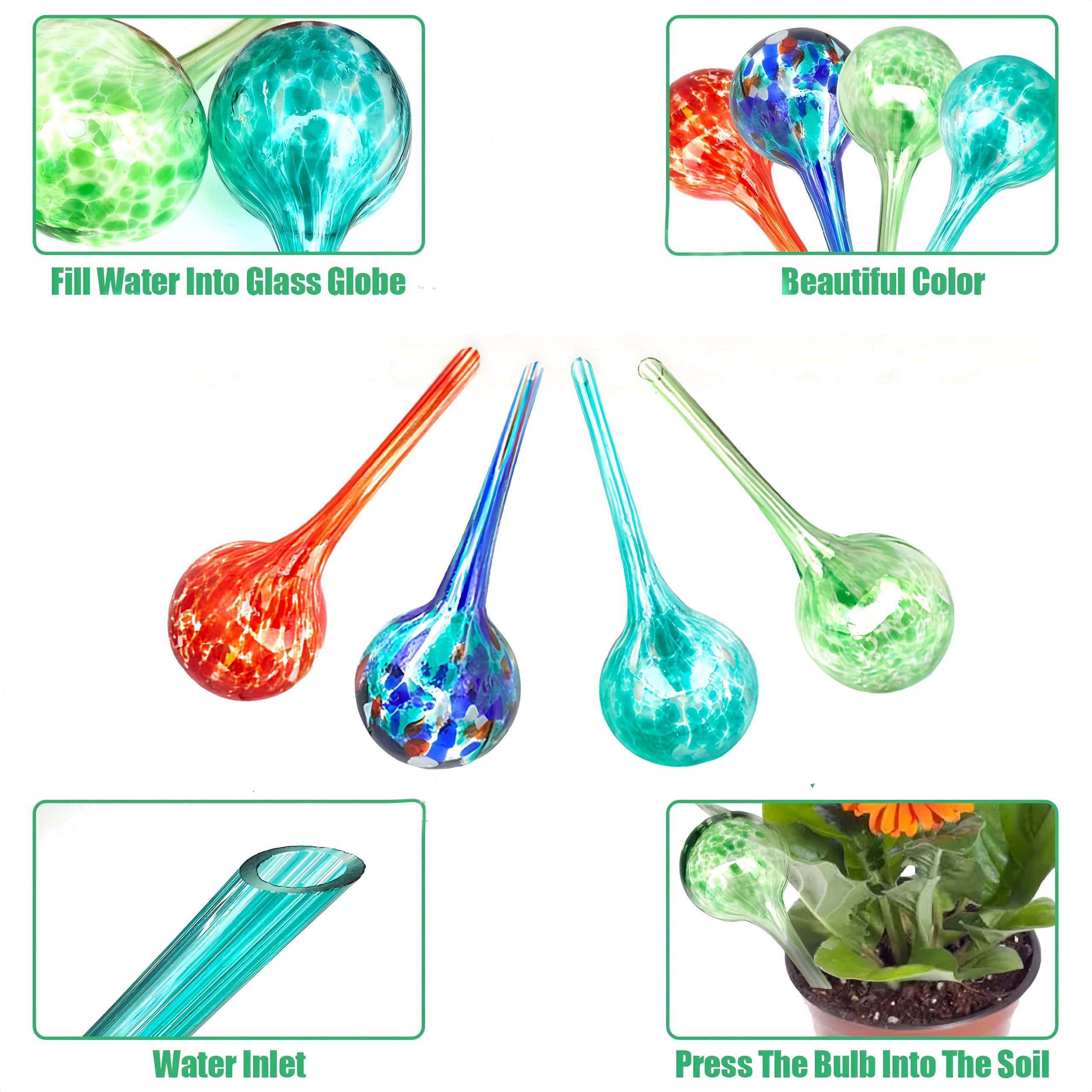 Plant Self Watering Globes Colorfules - Set of 4 Pcs, Plant Watering Devices, Watering Bulbs for Indoor & Outdoor Plants