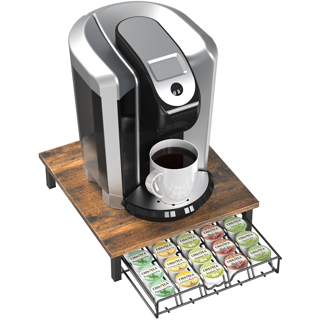 Deco Brothers K-Cup Holder Drawer for 30 Coffee Pods Storage, Rustic Brown