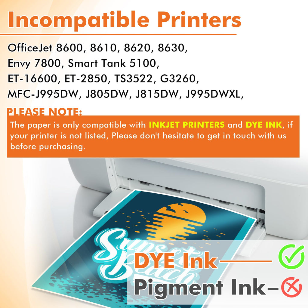 Koala Glossy Thin Inkjet Paper 8.5x11 Inches 100 Sheets Compatible with Inkjet Printer Use DYE Ink 115gsm