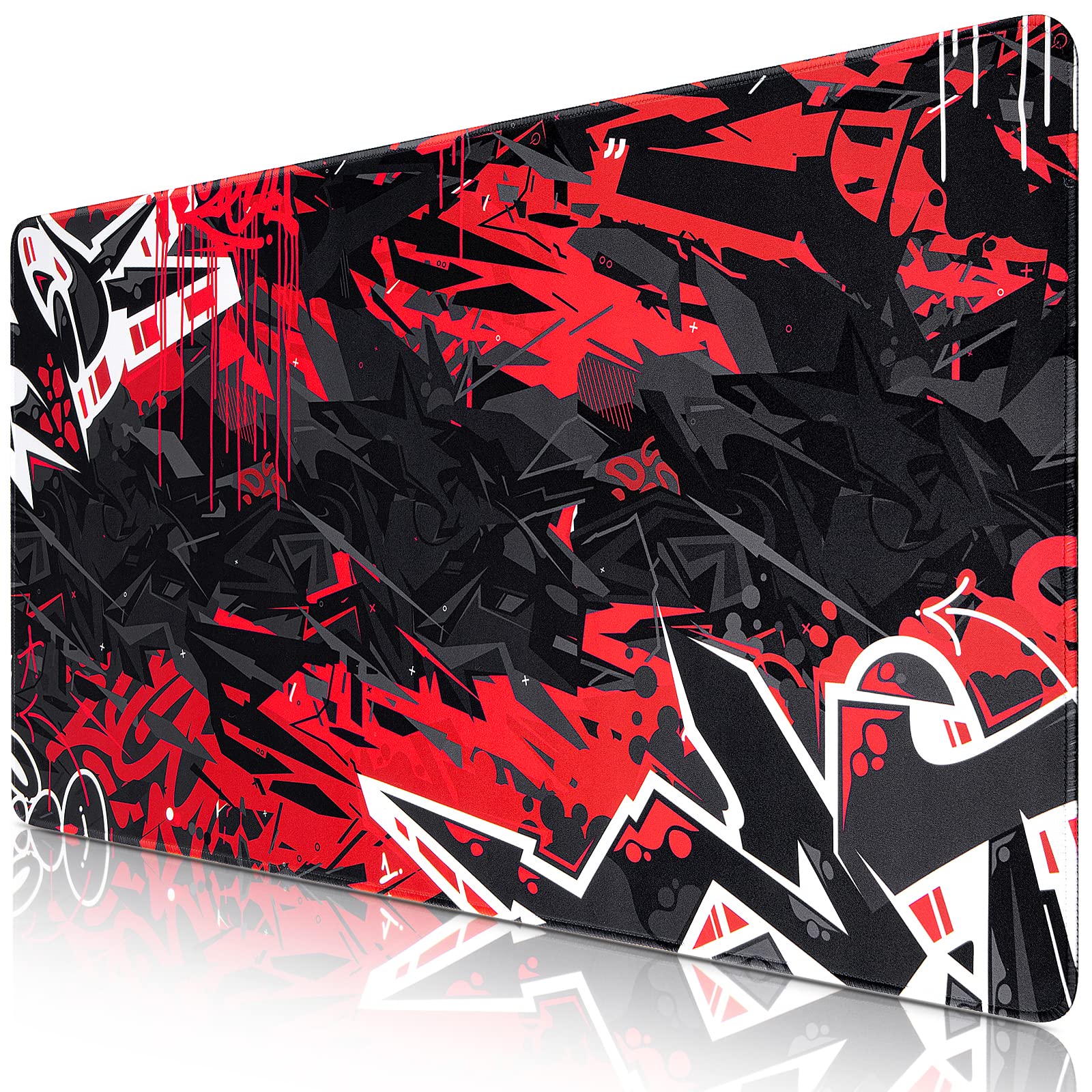 Canjoy Gaming Mouse Pad, Large Extended Mouse Pad 31.5x15.7inch Big Computer Mousepad for Home Office Gaming Work (Black Red)