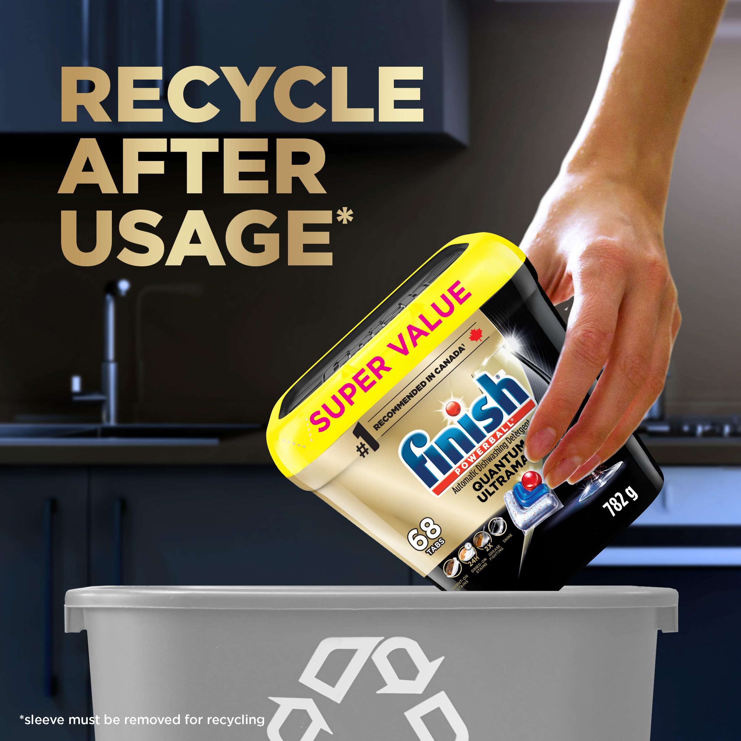 Finish® Quantum UltraMAX® Automatic Dishwasher Detergent, Fresh - Removes burnt-on stains & 24 h dried-on stains, no pre-rinse needed, 68 Tabs
