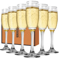GLAZVIA Champagne Flutes Glasses Set of 6-6oz Elegant Crystal Glass, Classic Long Stem Clear Champagne Flute Gift for Wedding, Anniversaries, Parties, Birthday, Restaurant, Home Bar