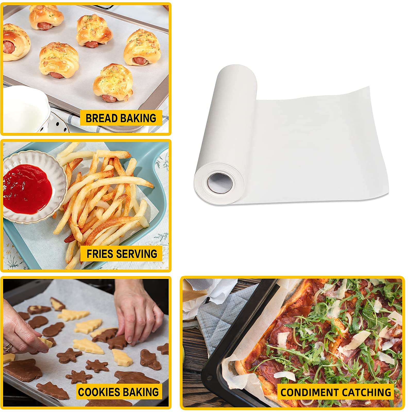 Katbite Parchment Paper Roll for Baking, 2 Pack of 15 in x 210 ft, Heavy Duty Cooking Paper for Baking Bread, Cookies, Non-Stick for Oven, Air Fryer, Steamer, Heat Press with 2Pcs of Slide Cutter