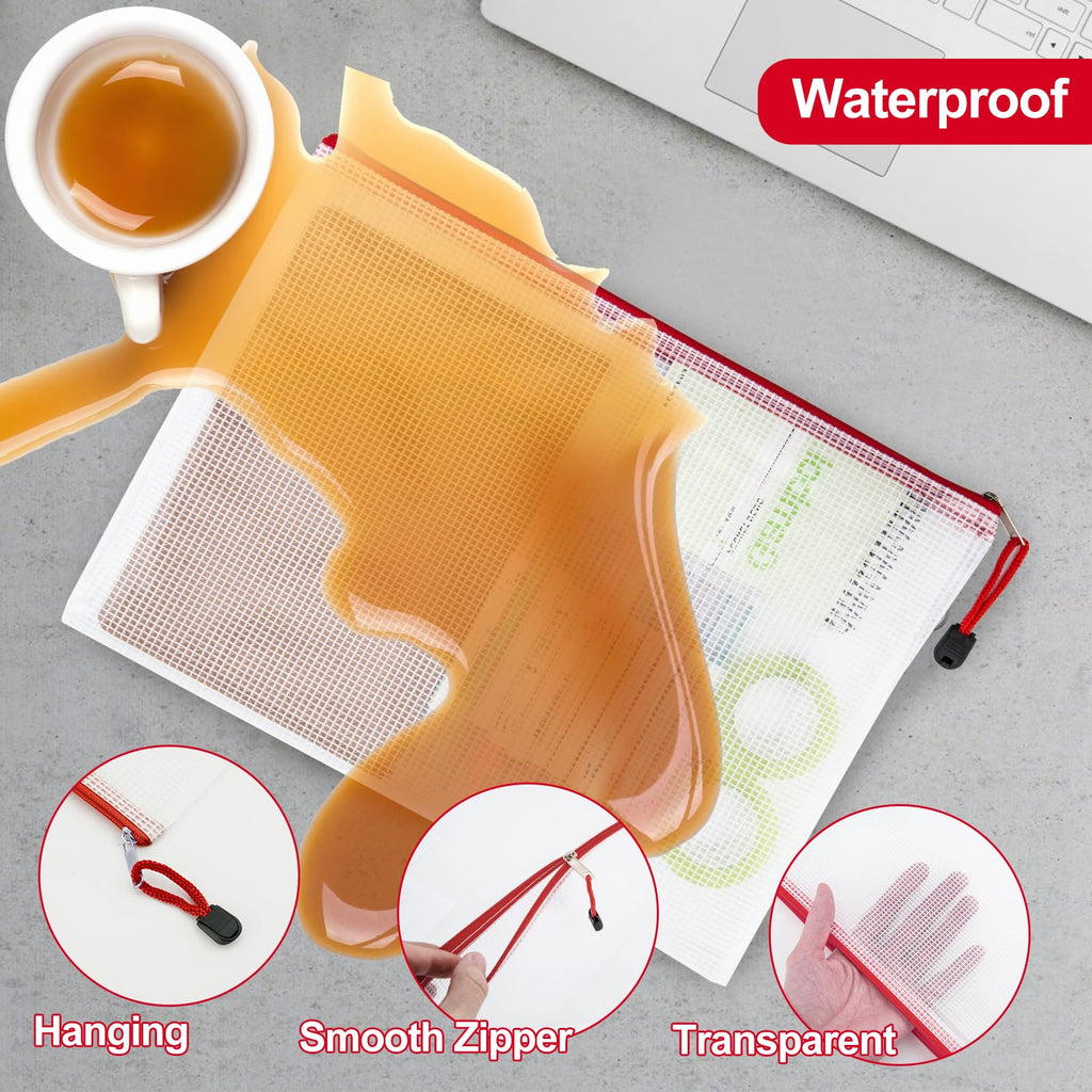 TKOOFN 36pcs Mesh Zipper Pouch Bags, A4 Zipper Bags for Organizing Storage, 13" x 9.5" Waterproof Zipper Pouches, File Document Bags for School, Travel,Toys, Puzzle, Board Games and Office Supplies