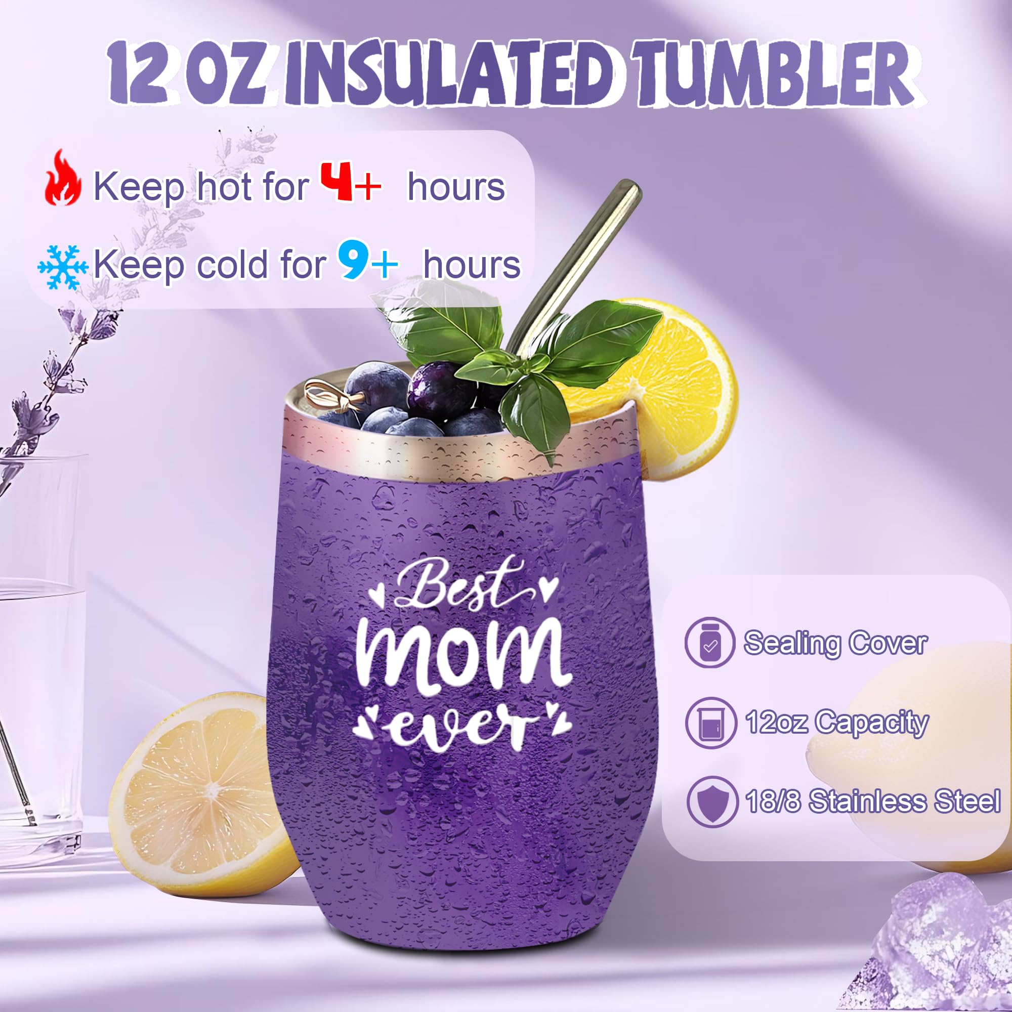 Neekiko Gifts for Mom, Unique Mothers Day Gifts Idea, Purple Lavender Relaxing Spa Get Well Soon Gift Basket Set for Mom, Mom Birthday Gifts from Daughter Son