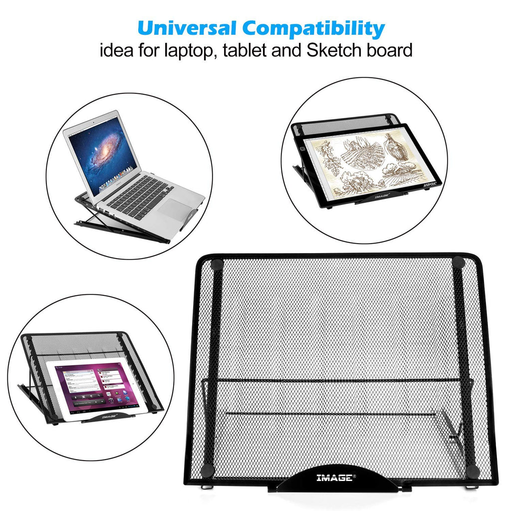 IMAGE Large Version Ventilated Adjustable Light Box Laptop Pad Stand, Multifunction (12 Angle Points) Skidding Prevented Tracing Holder for AGPtek/Huion A3 A4 LED Light Board and Tracing Ligh Box Pad