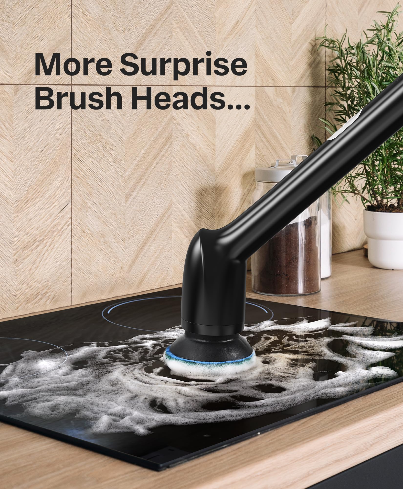 LyriFine Cordless Electric Spin Scrubber, 7 in 1 Shower Cleaner for More Use, Dual Speed & Detachable Long Handle, Electric Scrubber Cleaning, Waterproof Bathroom Scrubber Tub Tile Floor Bathtub