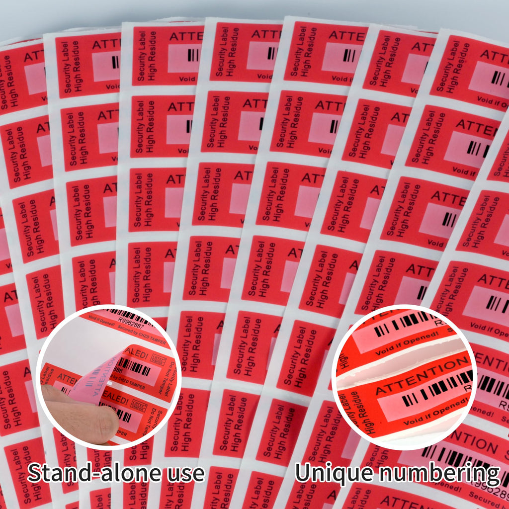 ChtepTamper 100 Pieces Total Transfer Tamper-Evident Stickers Security Labels Great for Goods Shipping,Exchange of Agency Files, Privacy Protection or More(Serial Number 1 * 3.54inches Red)