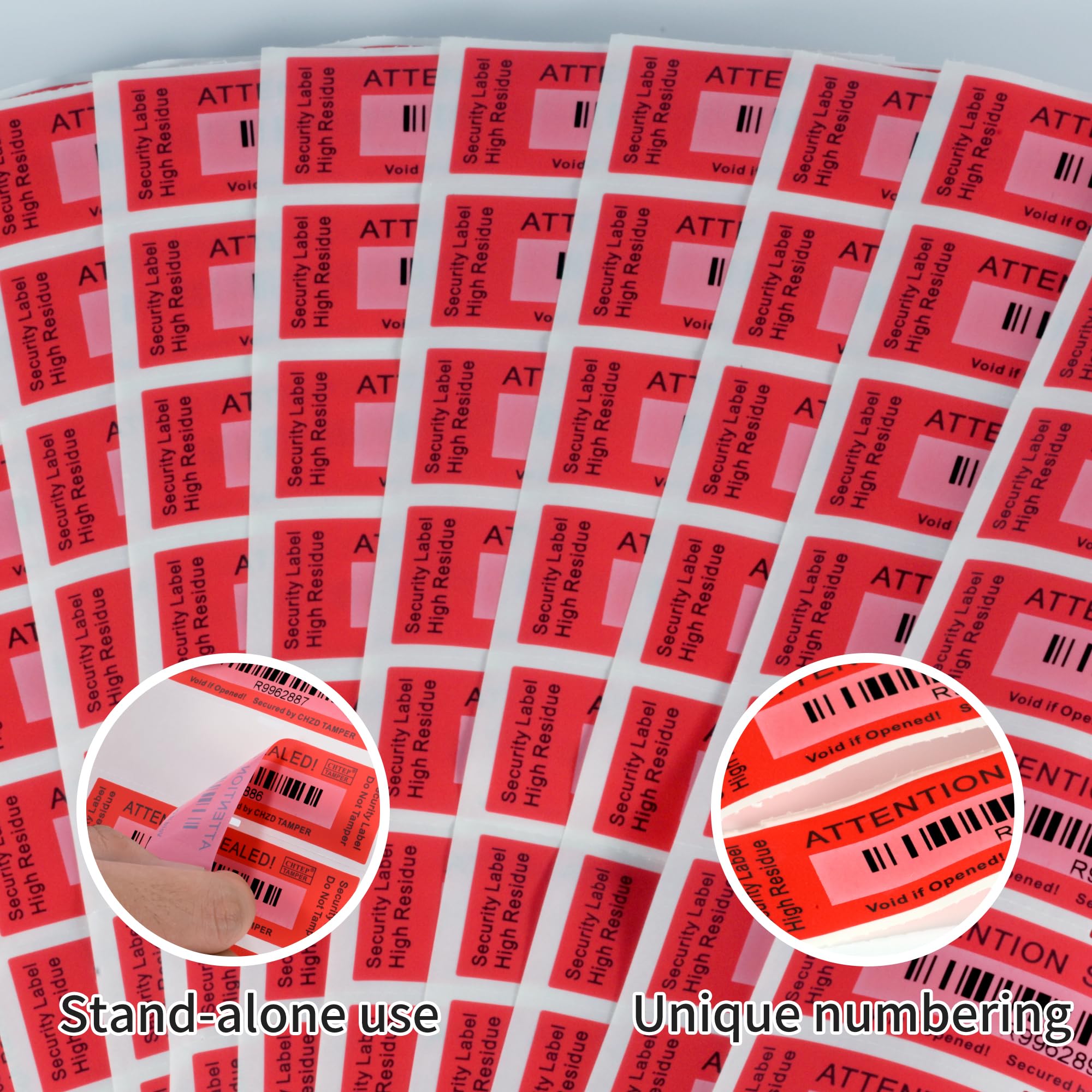 ChtepTamper 100 Pieces Total Transfer Tamper-Evident Stickers Security Labels Great for Goods Shipping,Exchange of Agency Files, Privacy Protection or More(Serial Number 1 * 3.54inches Red)
