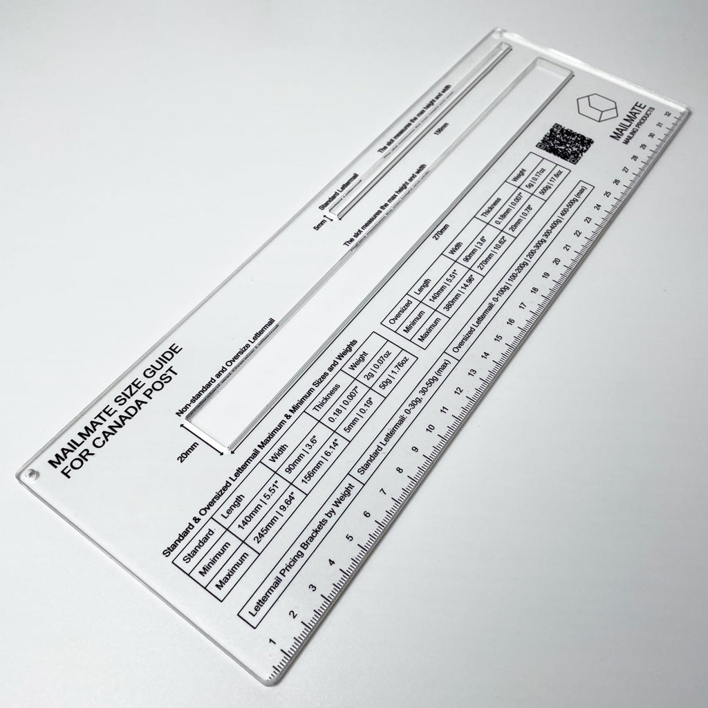 Mailmate Shipping Guide for Canada Post | Mail Sizer, Mail Measure, Shipping Template, Letter & Envelope Size Guide, Measuring Tool for Standard and Oversized Lettermail