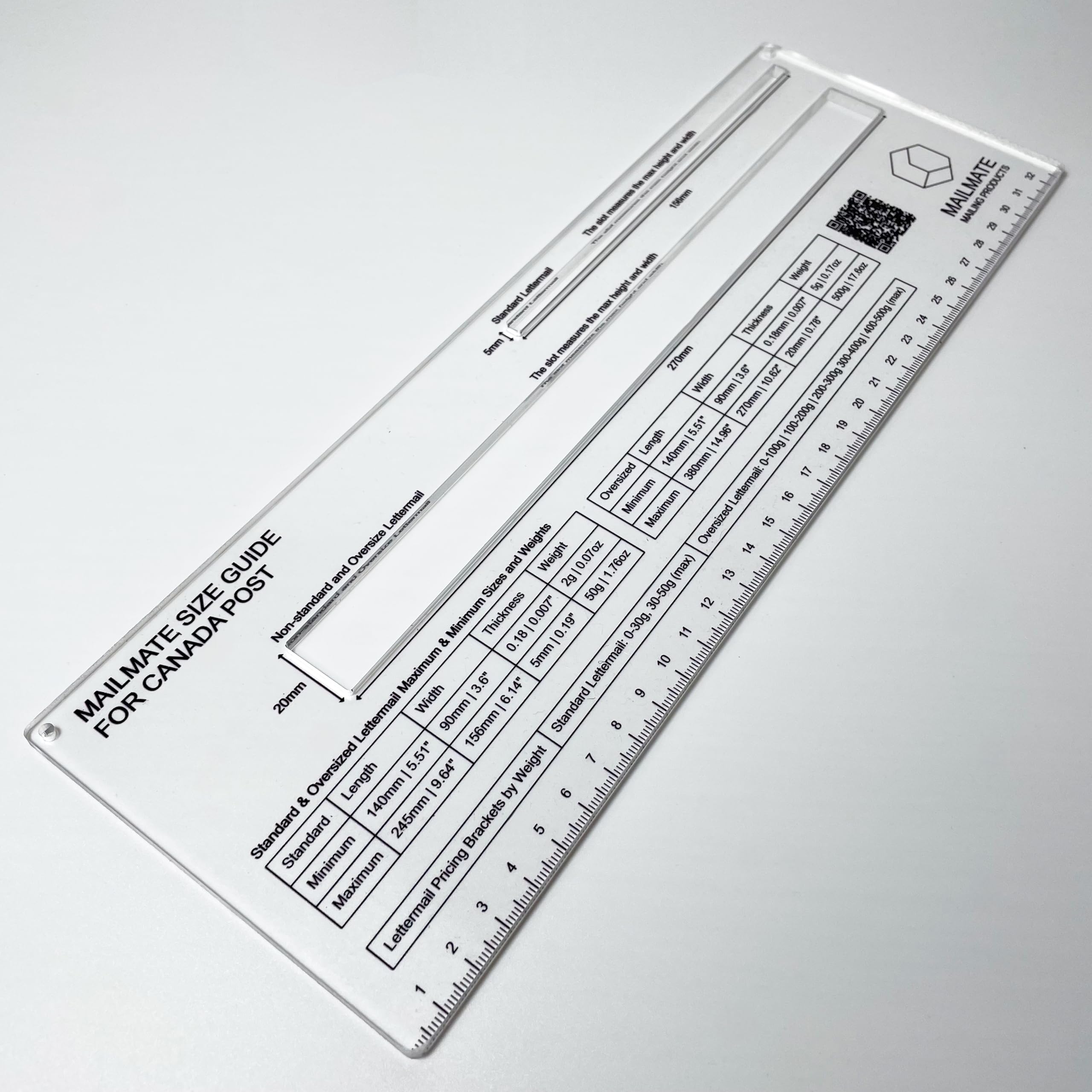 Mailmate Shipping Guide for Canada Post | Mail Sizer, Mail Measure, Shipping Template, Letter & Envelope Size Guide, Measuring Tool for Standard and Oversized Lettermail