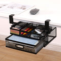 ROLIZOE Under Desk Drawer Organizer Clamp On with 2 Drawers Slide Out No Drilling Mesh Metal Drawer On Desktop Or Under Desk Storage Easy Install Anti-Slip Under Shelf Storage for Home & Office
