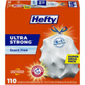 Hefty Ultra Strong Trash Bags (Scent Free, Tall Kitchen Drawstring, 13 Gallon, 110 Count) – Fits All Simplehuman Size J Cans