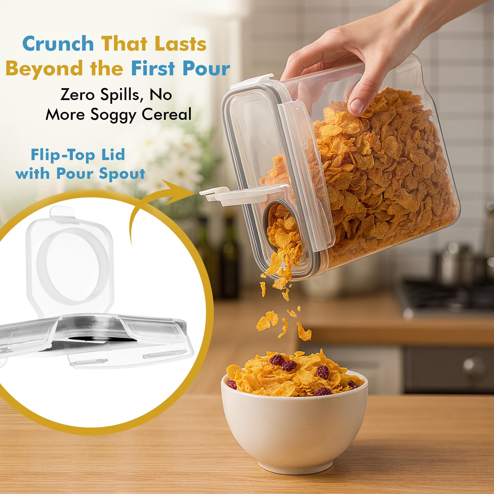 Shazo 2 Pack (2.5L / 15.4 oz) Cereal Storage Containers - Bpa-Free Airtight Food Storage Containers with Lids, BPA-Free Plastic Cereal Dispenser for Pantry, Rice, Flour, Sugar & Pasta