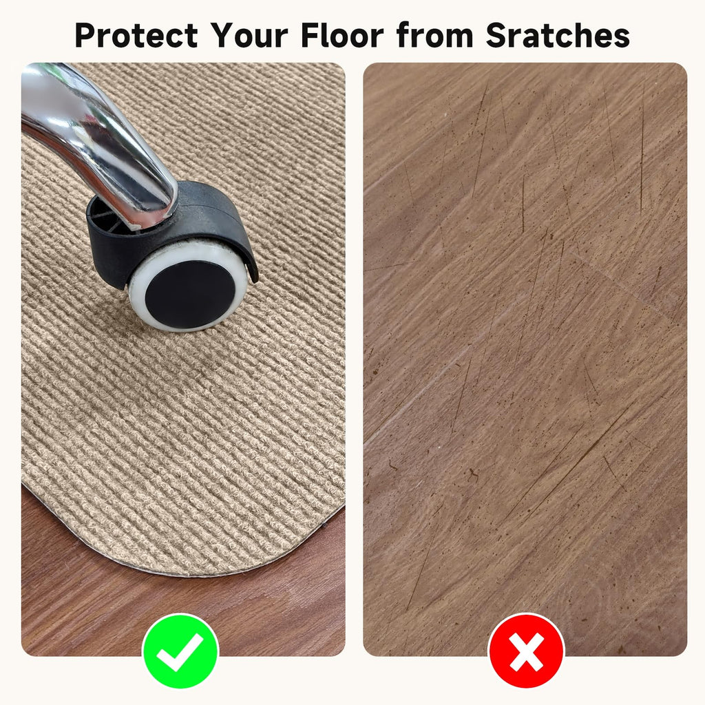 SHAREWIN Office Chair Mats for Hardwood Floor, Computer Chair Rug, Under Desk Mat, Large Anti-Slip Floor Protector for Home, Office, Study, Light Camel, 47"x36"