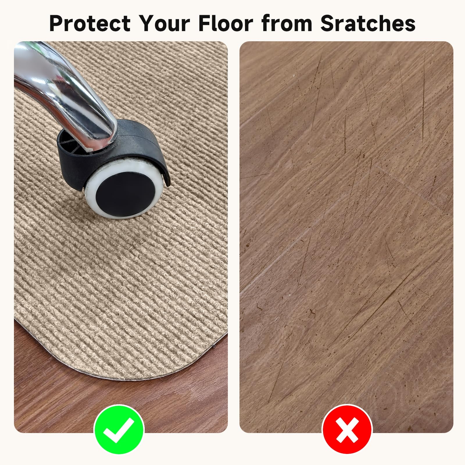 SHAREWIN Office Chair Mats for Hardwood Floor, Computer Chair Rug, Under Desk Mat, Large Anti-Slip Floor Protector for Home, Office, Study, Light Camel, 47"x36"