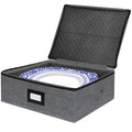 Platter Storage Case - Stackable China Storage Containers Hard Shell with Durable Zipper & Label & Sturdy Handles, 5.3” Height, Structured Top, 4 Felt Dividers Included