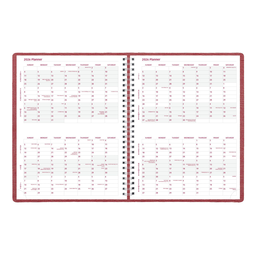 Brownline® 2026 Essential Weekly Planner, Appointment Book, 12 Months, January to December, Twin-Wire Binding, 11" x 8.5", Red (CB950.RED-26)