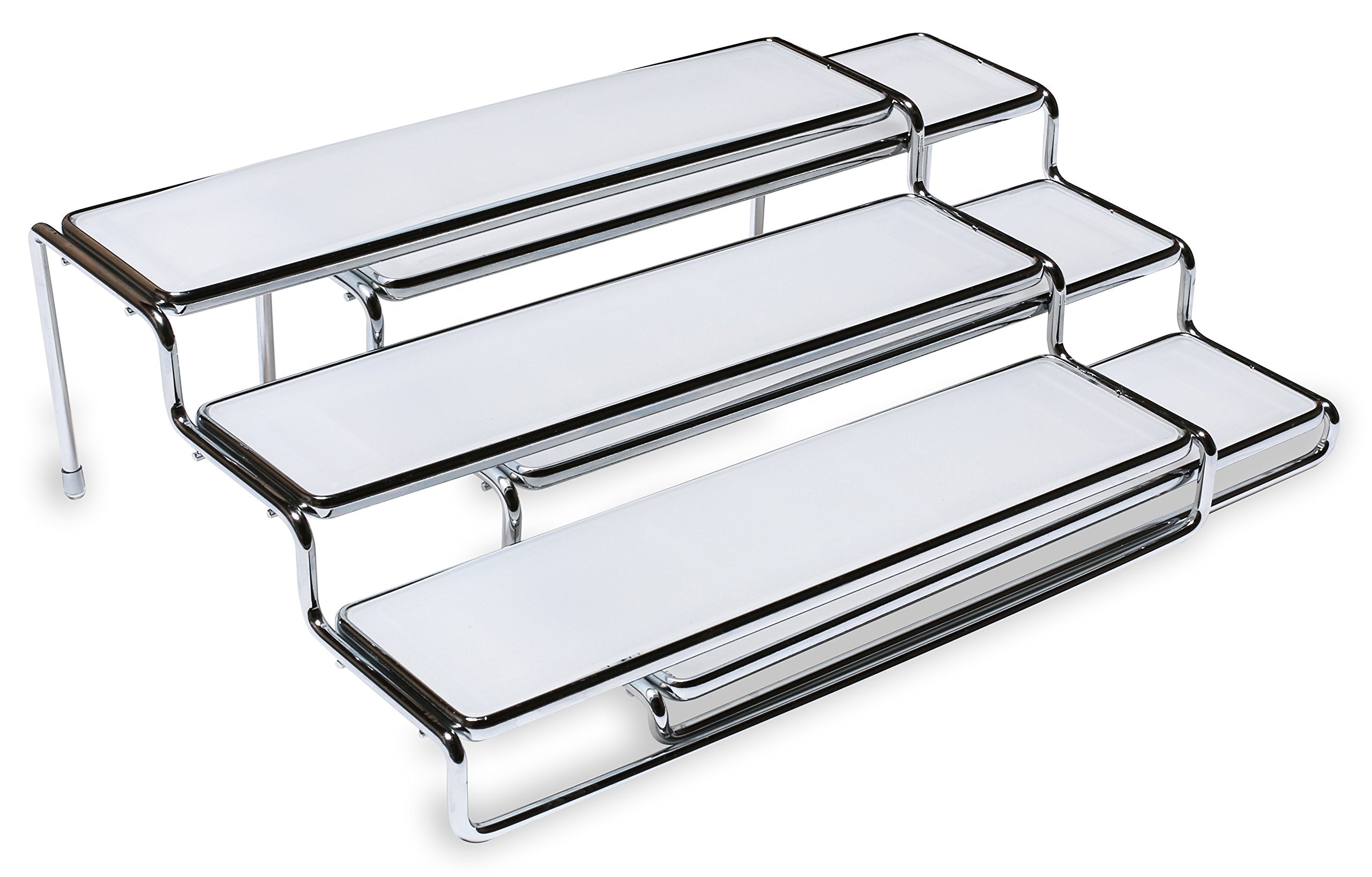 Deco Brothers Spice Rack 3 Tier Expandable Cabinet Spice Organizer Step Shelf Organizer, Chrome