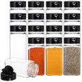 Bekith 16 Pack Plastic Spice Jars Bottles for Storing Spice, Herbs and Powders - 9 Oz BPA Free Plastic Spice Containers with Black Flip Top Cap to Pour or Shaker/Sifter