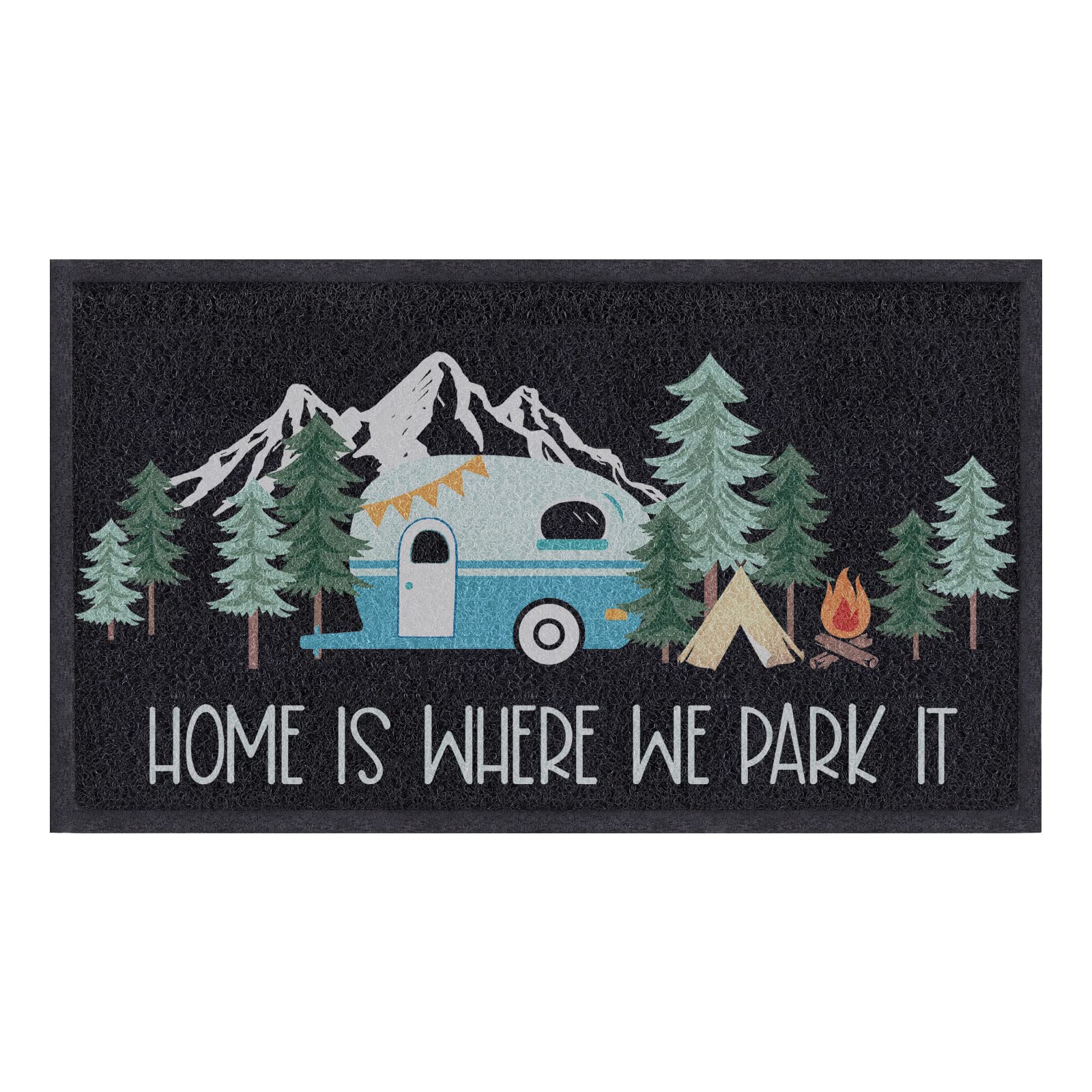 comfoyar Camper RV Door Mat, 17" x30'', Home is Where We Park It Camping Floor Mats, Welcome Mat with Rubber Backing for Shoe Scraper, Non Slip, Easy to Clean Floor Mat Rug for Outside Camper Decor