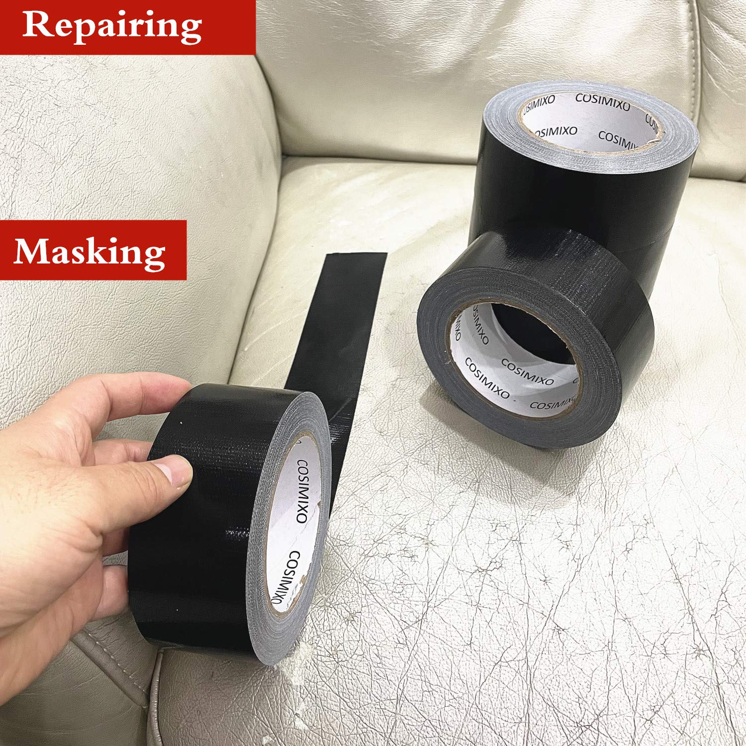5-Pack Black Heavy Duty Duct Tape, 210micx2 inches x 30 Yards, Strong, Flexible, No Residue, All-Weather and Tear by Hand - Bulk Value for Repairs, Industrial, Professional Use (Black)