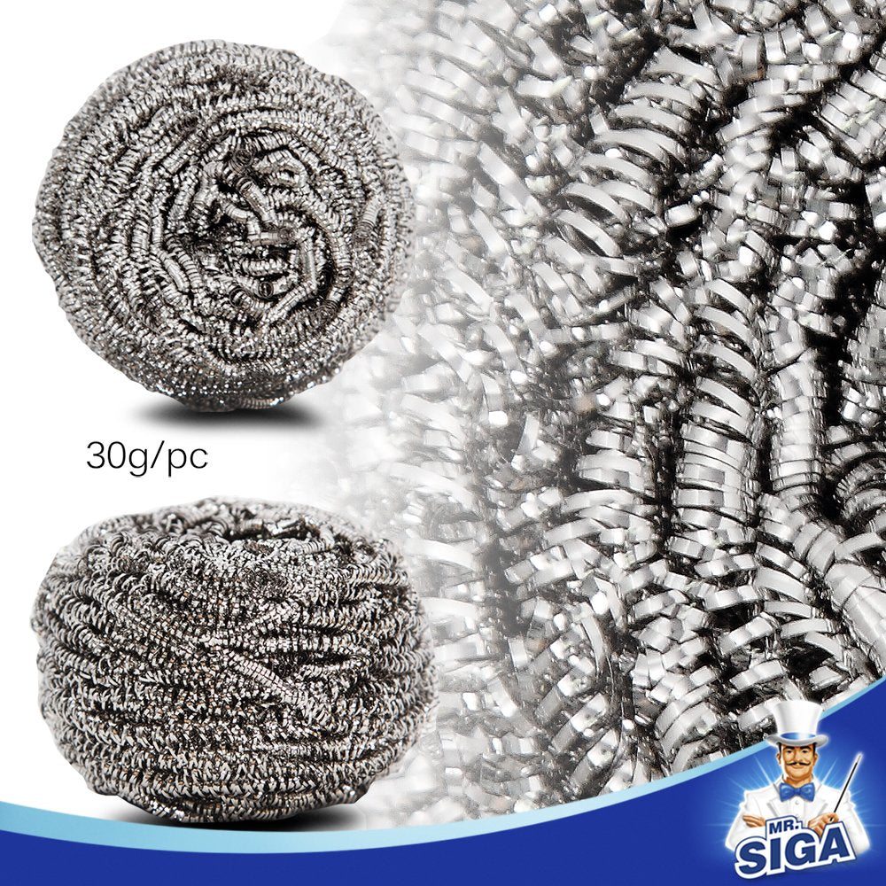 MR.SIGA Stainless Steel Scourer,Pack of 12,30g