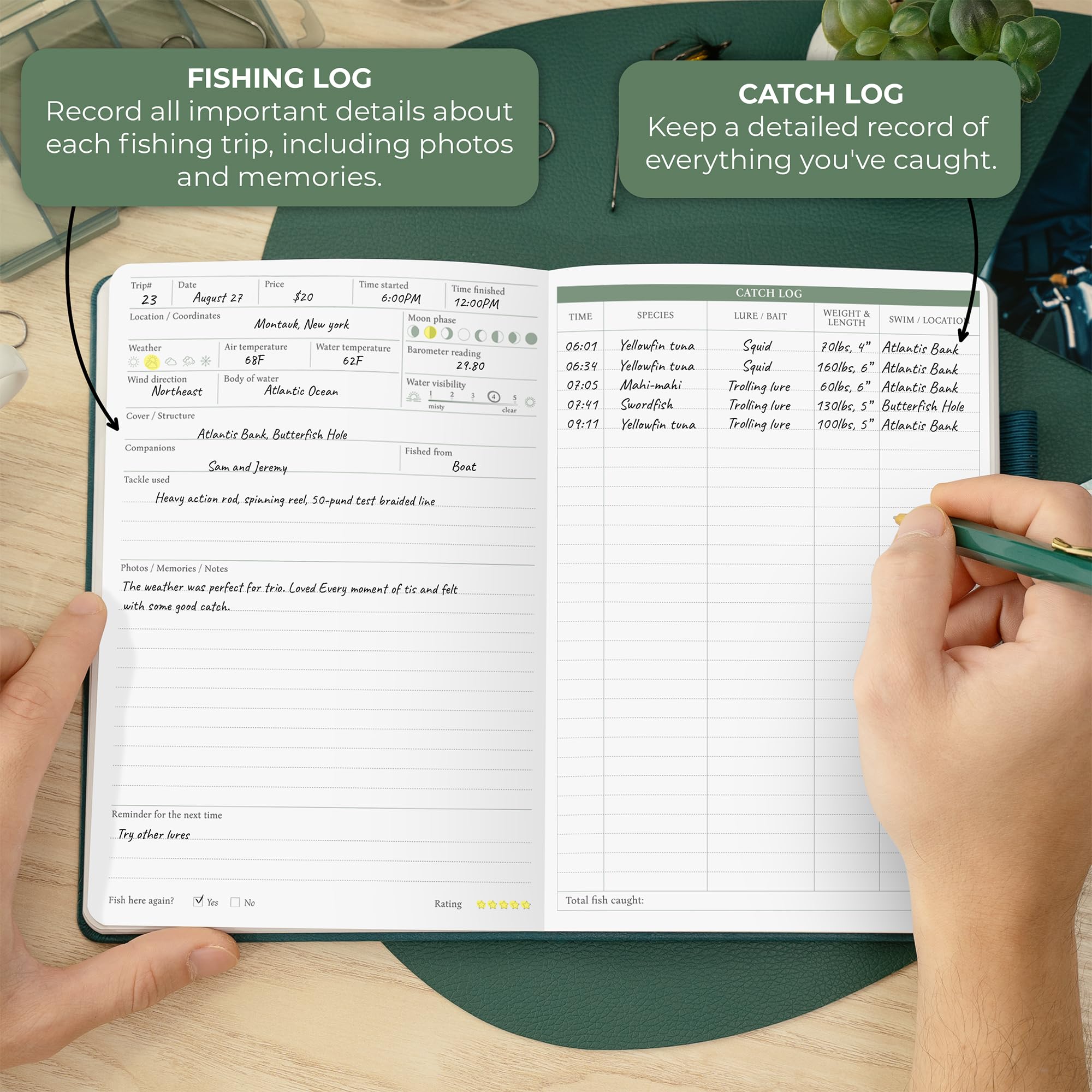 Legend Fishing Log Book – Fisherman Journal Notebook to Record Catches & Trip Info – Fishing Essentials, Equipment & Gifts for Men (Deep Sea)