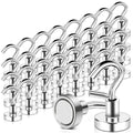 32 Pack Magnetic Hooks Heavy Duty, 25 lbs Strong Magnet Hooks for Cruise Refrigerator, Neodymium Magnets with Hooks for Grill Hanging Kitchen Tool Storage