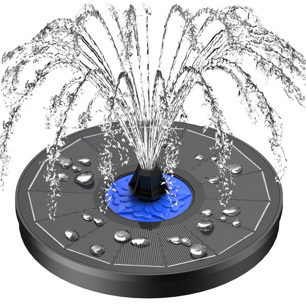 SZMP Solar Fountain Upgrade, 3.5W Solar Powered Bird Bath Fountains with Flower, Outdoor Water Feature Solar Fountain Pump with 7-in-1 Nozzles, 4 Fixed Pipes for Humingbirds, Birdbath, and Garden