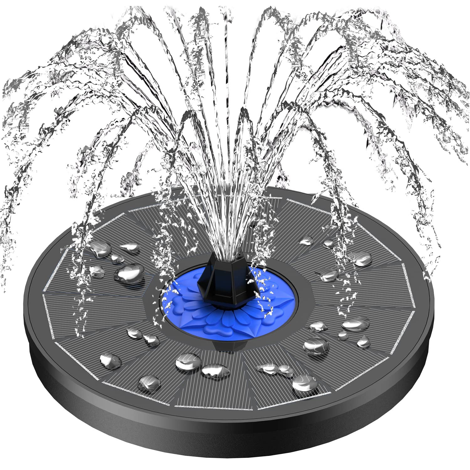 SZMP Solar Fountain Upgrade, 3.5W Solar Powered Bird Bath Fountains with Flower, Outdoor Water Feature Solar Fountain Pump with 7-in-1 Nozzles, 4 Fixed Pipes for Humingbirds, Birdbath, and Garden