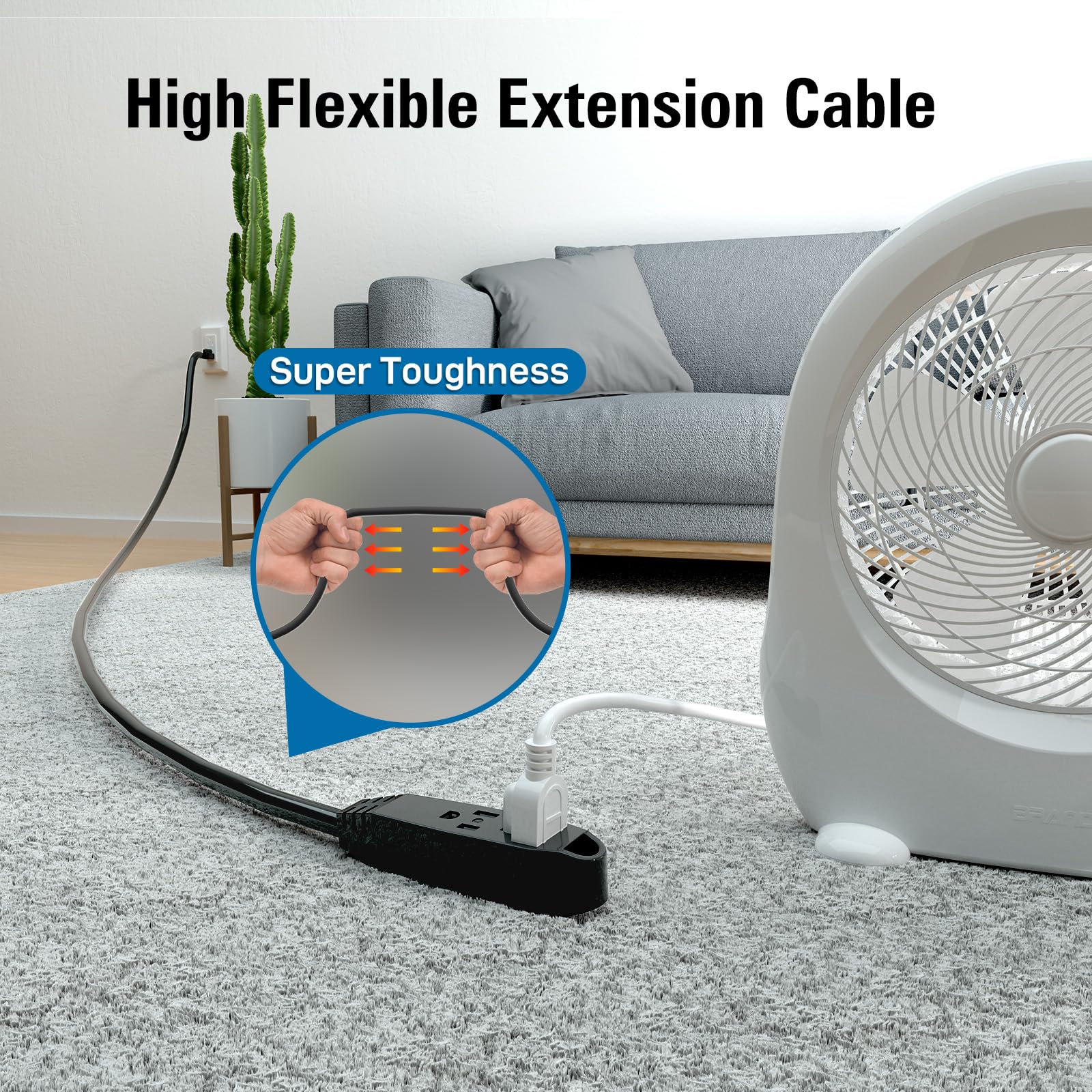 12-Feet 3 Outlet Extension Cord, Kasonic UL Listed, 16/3 SJTW 3-Wire Grounded, 13 Amp 125 V 1625 Watts, Multi-Outlet Indoor/Outdoor Use, Black