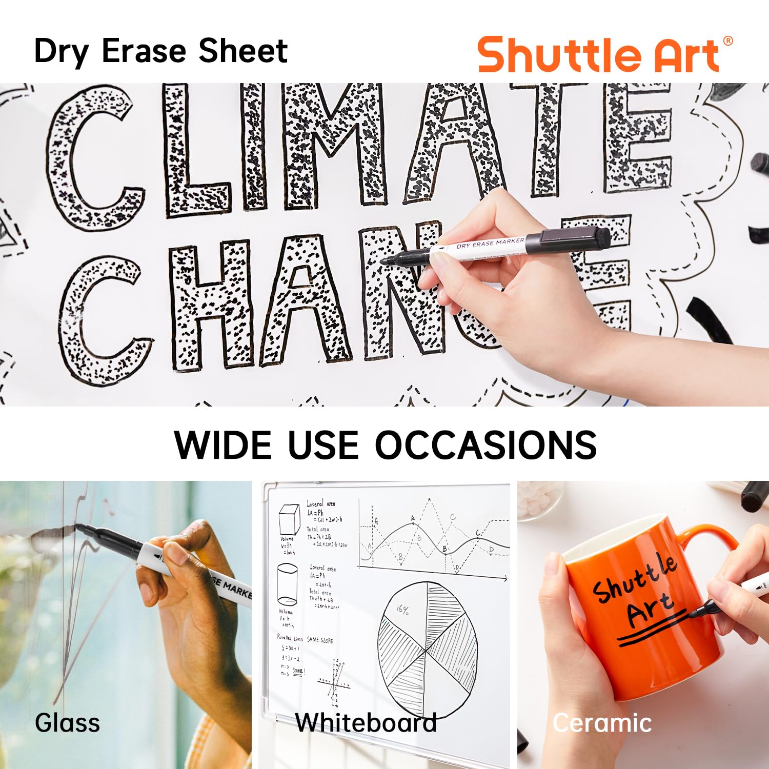 Shuttle Art Black Dry Erase Markers, 60 Pack Magnetic Whiteboard Markers with Erase,Fine Point Dry Erase Markers Perfect For Writing on Whiteboards, Dry-Erase Boards,Mirrors for School Office Home
