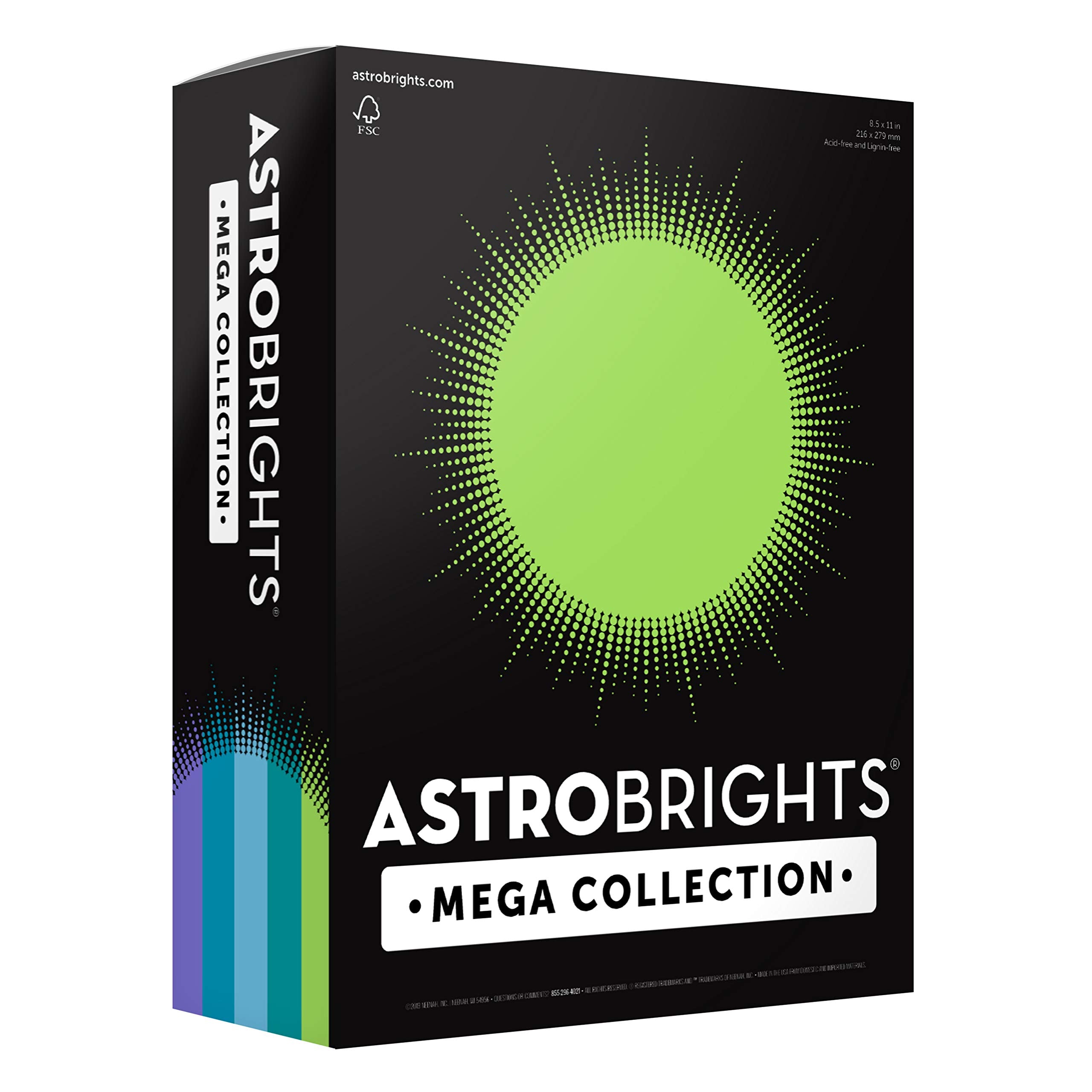 Astrobrights Mega Collection, Colored Cardstock, "Frosty" 5-Color Assortment, 320 Sheets, 65 lb/176 gsm, 8.5" x 11" (91689)