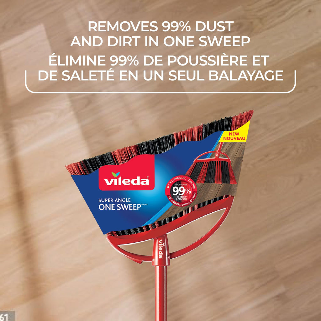 Vileda One Sweep Broom with Step-On Dustpan | Catches Over 99% of Dust & Dirt | Indoor Broom
