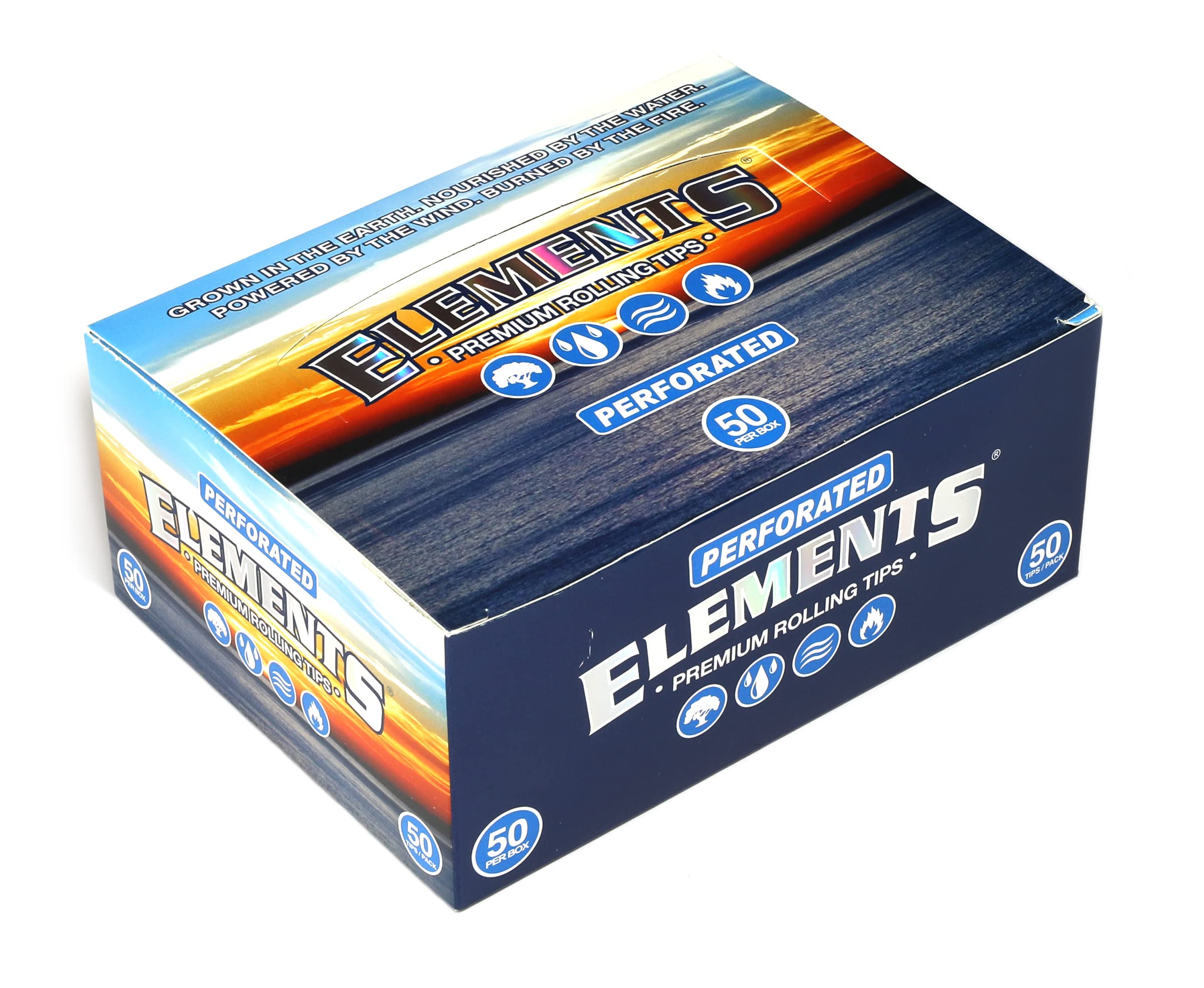 Elements Item 1 Box Tips Perforated Slim/Display=50 Books/BookLets/Filter Tips Box of Booklets 50 X 50 Filter Perforated