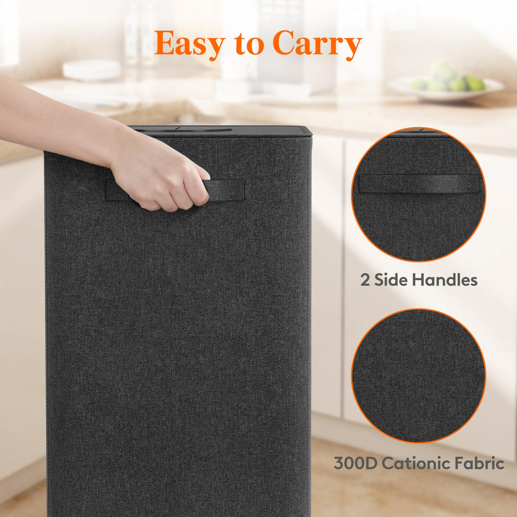 Lifewit 100L Recycling Bin for Kitchen, Large 26 Gallon Recycle Bin with Lid and Reusable Inner Bag, Tall Indoor Home Storage Can for Bottle Can Plastice Paper Glass Stickers, Dark Gray