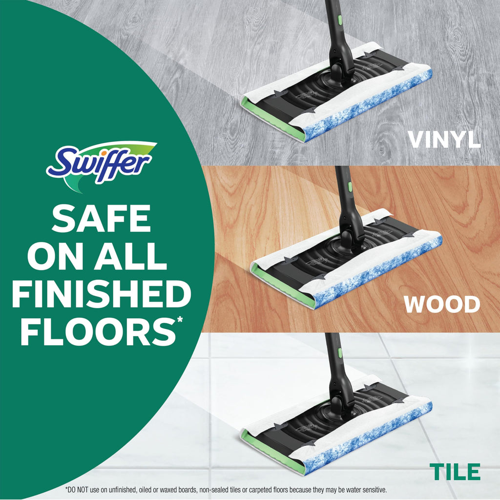 Swiffer Sweep and Mop Deluxe, 2-in-1 Floor Mopping and Sweeping Kit, Multi-Surface Kit for Floor Cleaning, Kit Includes 1 Sweeper Device, 5 Heavy Duty Dry Sweeping & 6 Heavy Duty Wet Mopping Cloths
