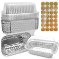 Mwnxia Mini Loaf Pans for Baking with Lids 50 Pack Mini Cake Pans with Lids Complete with Handmade with Love Stickers for Baking Bread, Fruit Cake, Banana Bread, Meatloaf and Baked Goods
