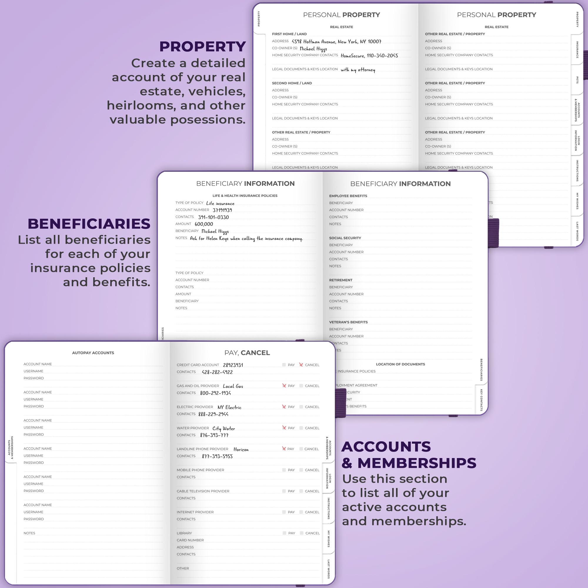 Clever Fox End of Life Planner – Guided Final Arrangements Organizer Notebook for Instructions, Beneficiary Info, Will Preparation, Last Wishes & Funeral Planning – Hardcover, A5 Size (Purple)