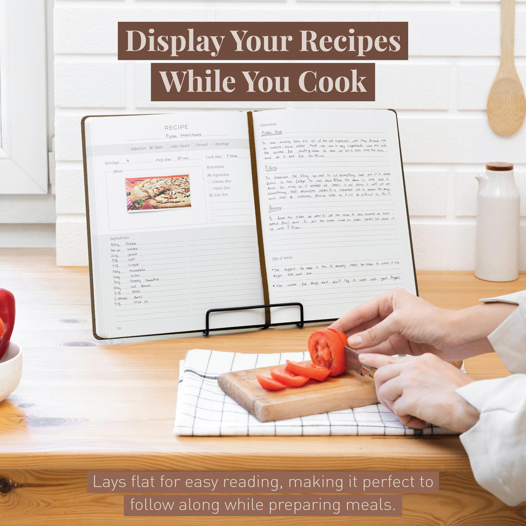 Rileys Blank recipe books to write in your own recipes 21,6 x 28 cm, Hardcover recipe journal for own recipes with conversion chart, notebook journal for handwritten food diary, 120 pages (Brown)