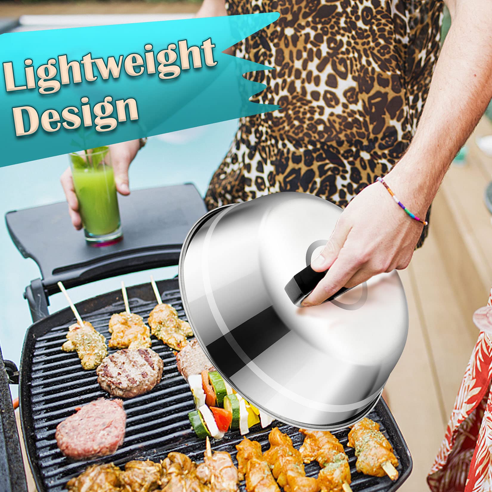 Cheese Melting Dome Set of 2（9 Inch）, Joyfair Basting Cover for Griddle Grilling, Outdoor Camping/Flat Top Teppanyaki, Stainless Steel Lids with Heat-Proof Handle, Heavy Duty & Dishwasher Safe