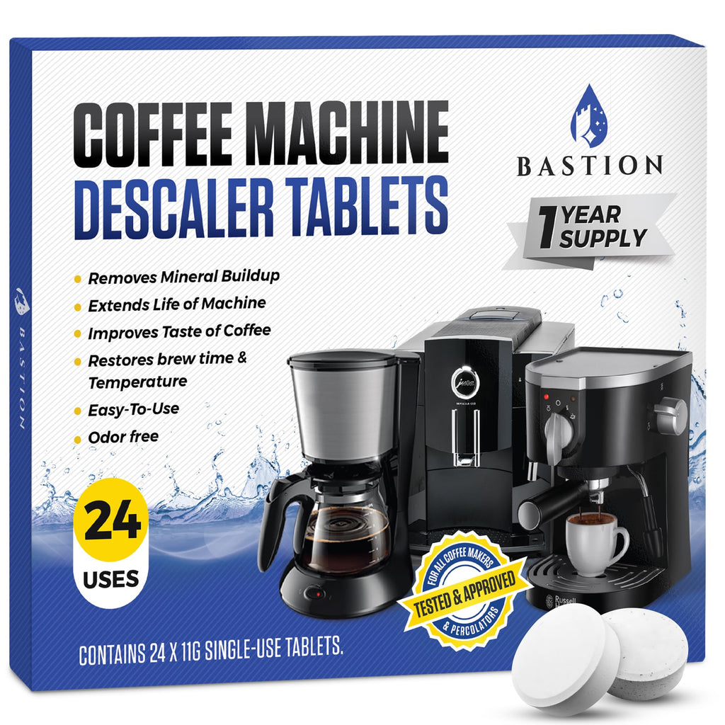 Coffee Machine Descaler Cleaner Tablets 24-Pack | For Keurig, Breville, De Longhi, Miele, Ninja, Braun | Clean & Descale Coffee Pot & Espresso Maker -Cleaning & Descaling Solution Tabs