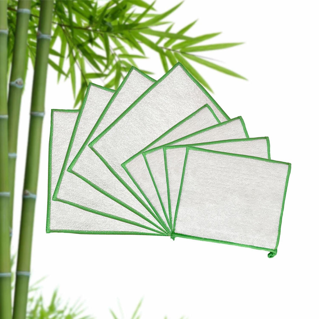100% Bamboo Kitchen Dish Cloths Dish rags & Kitchen Wipes Odor Free,Washable, Absorbent, Sustainable, Durable 4 Larger & 4 Small,Total 8 Pack