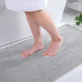 Kitinjoy Non Slip Chenille Bath Mat, Extra Soft Bathroom Mat, Super Absorbent Fluffy Bath Mats for Bathroom, Machine-Washable Quick Dry Bath Rug Foot Mat, 20"x32", Grey