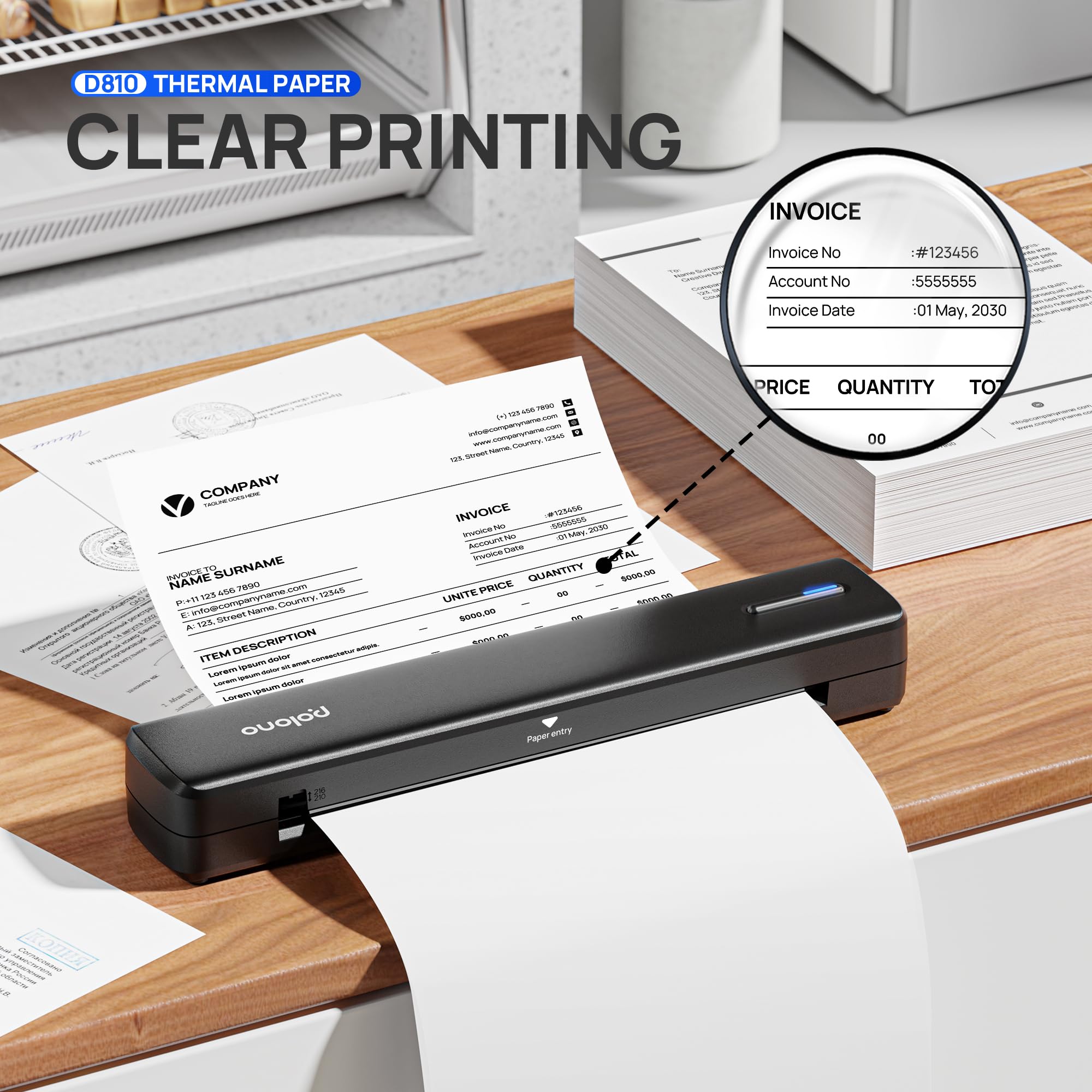 POLONO D810 Thermal Printer Paper 8.5 x 11 Inch, Advanced Thermal Printing, US Letter Size Thermal Paper Compatible with D810, Size 8.5" x 11", 200 Sheets