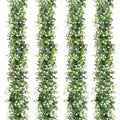SOMYTING Artificial Eucalyptus Garland with White Flowers Artificial Greenery Garlands Fake Hanging Flower Garland Plant Artificial Vines for Wedding Backdrop Arch Wall Table Decor (4)