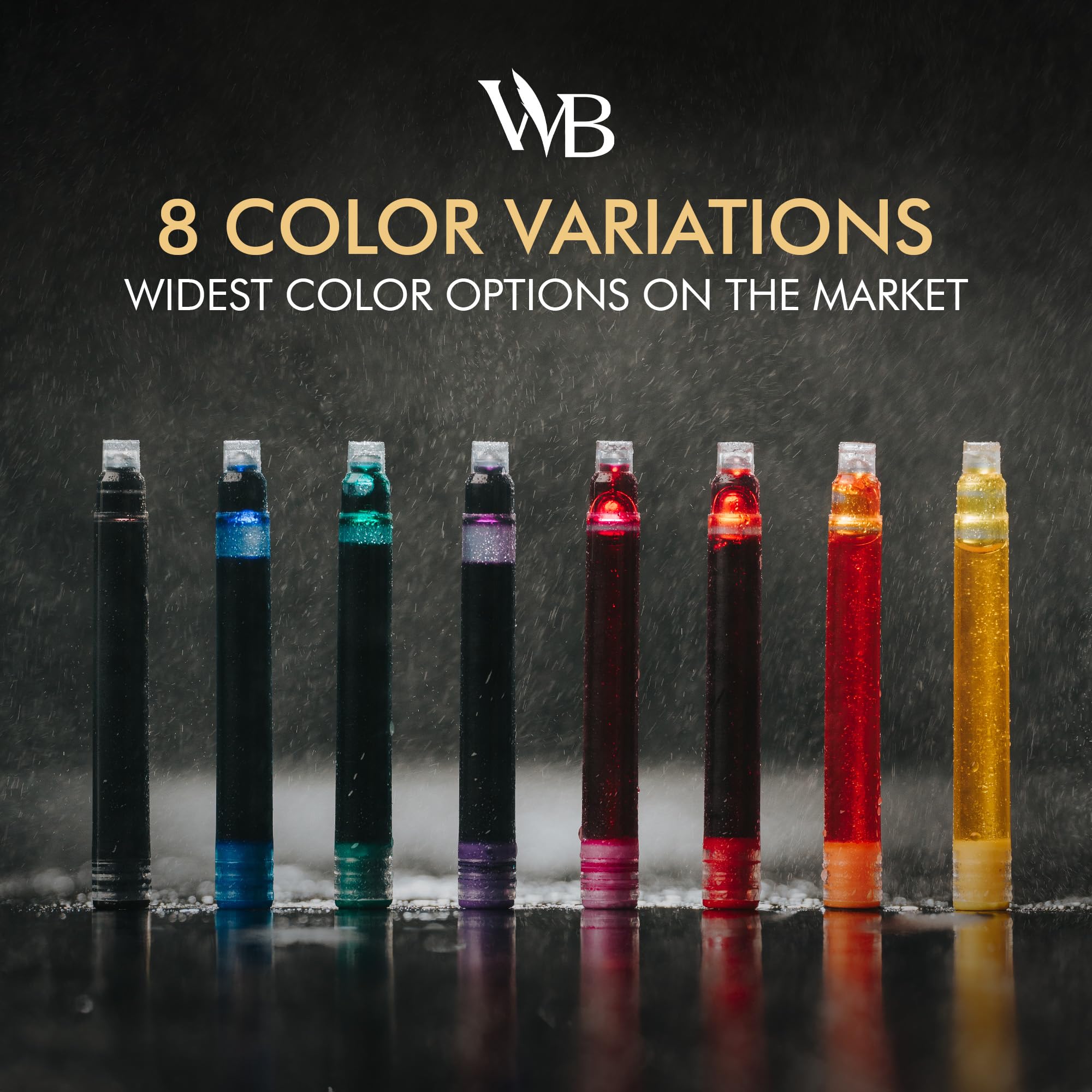 Wordsworth & Black 30 Pack Fountain Pen Ink Refills - Set of 30 Assorted Ink Cartridges - International Standard Size - Length APPR 2.3" - Base Diameter APPR 0.24" - Disposable and Generic